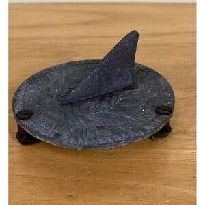 Vintage Stieff Pewter Williamsburg Portable Mini Sundial Paperweight Decor
